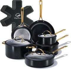 Chef Power Ceramic Cookware Sets, 15Pcs Pots and Pans Set Non Stick, Cookware Se