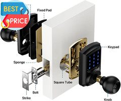 Keyless Entry Door Lock with Code, Keypad Door Lock with Handle, Touchscreen Doo