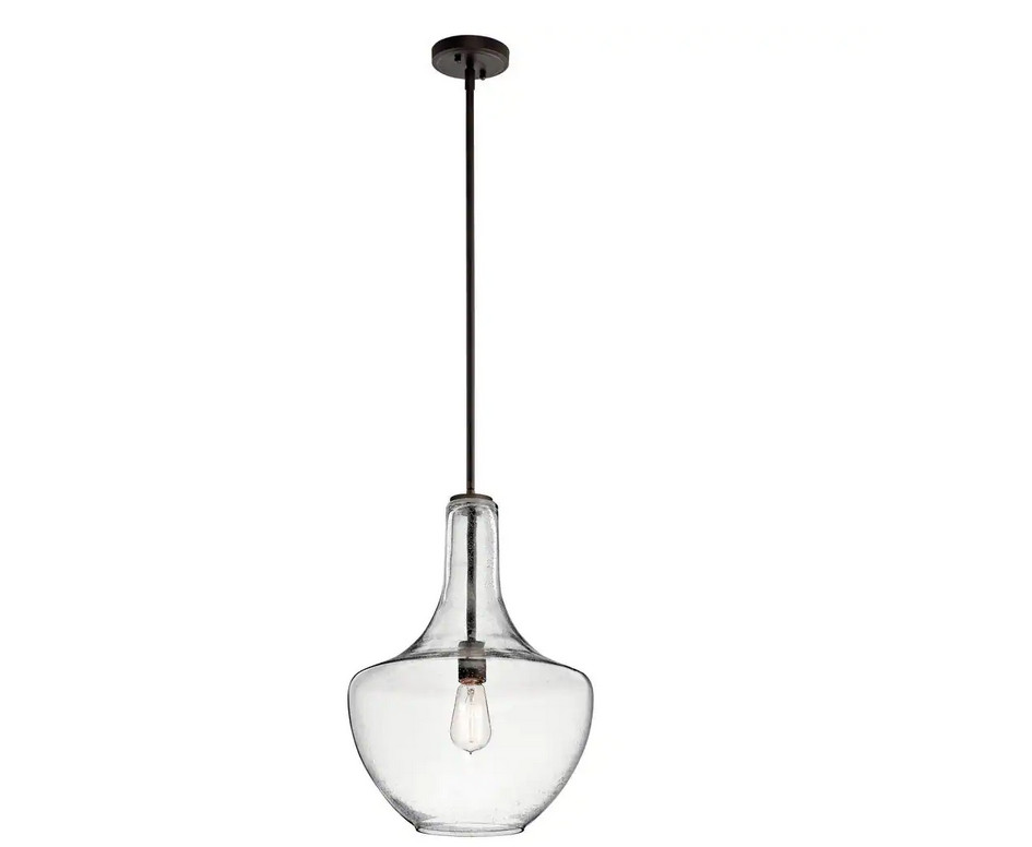 Everly 19.75 in. 1-Light Olde Bronze Kitchen Bell Pendant Hanging Light
