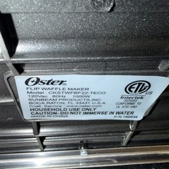 OSTER Flip Waffle Maker CKSTWFBF22 TECO Duraceramic Natural Non-stick Coating
