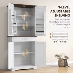 HOMCOM 71″ Farmhouse Pantry Cabinet w/ Drawer White, Refurbished