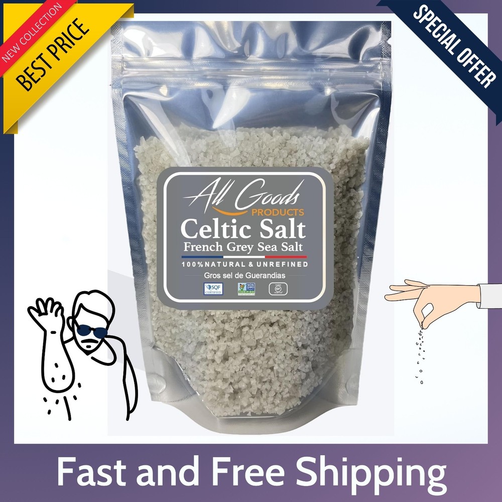 All Goods 5Oz Coarse, Hand Harvested Celtic Salt Organic 82 Minerals Coarse, Fr