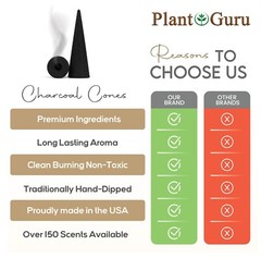 100 Jumbo Charcoal Incense Cones 2″ BACKFLOW Bulk Waterfall Burner Holder Censer