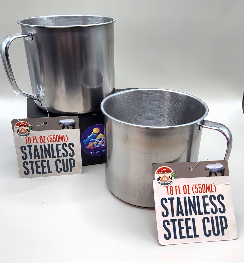 (2) Stainless Steel Cup 18 FL OZ. (550ML) (Pair) Camping Mug