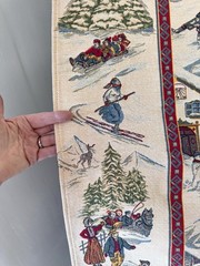 4.6ftx4.5ft French Craye Flemish ski village tapestry mural winter chalet alpin