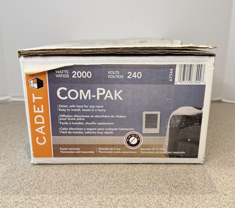 Cadet Com-Pak 67544 CSC202W Electric Wall Fan Heater 2000W 240V No Thermostat