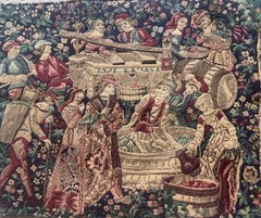 Tapisseries Du Lion French Tapestry “The Grape Harvest” Wall Hanging 26.5”X50.5”