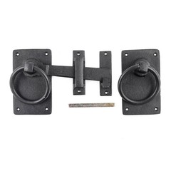 Door Lock Latch 6.5 in. Black Wrought Iron Gate Latch Garage Barn Door Lock w…