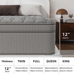12″14″ Gel Memory Foam Hybrid Spring Mattress Twin Full Queen King Size In a Box