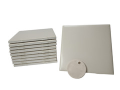 Beige Ceramic Tile 4.25 in Almond Bone Matte Subway Square Mid Century Modern