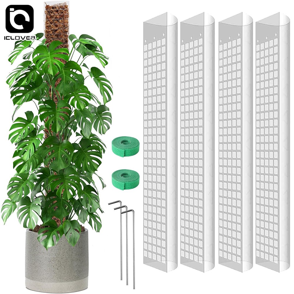4 Packs Moss Poles Climbing Plants Stackable & Refillable Plastic Support Stakes
