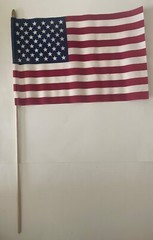 12 Pack – U.S. Flag American Flag Golden Spearhead 18’X12″ Made in USA 30″ Pole