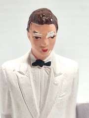 Vintage Chalkware Bride and Groom Wedding Cake Topper Figures