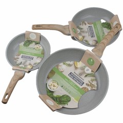 Natural Elements Woodstone 8″ 9.5″ 12″ Skillets Non Stick Frying Pans Gray