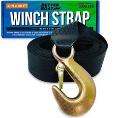 Boat Trailer Winch Strap with Hook Replacement 2″ x 20′