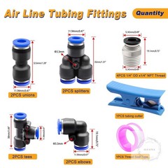 Air Line Tubing Kit,1/4″ Air Hose,1/4″ (6.35MM) OD 32.8FT Polyurethane PU Air