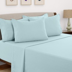 6 Piece Bed Sheet Set 1800 Series Microfiber Comfort Deep Pocket Hotel Bed Sheet