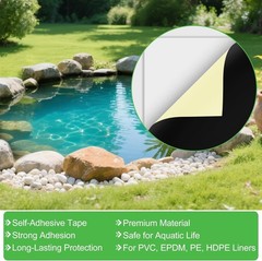 Pond Liner Repair Patch Kit Waterproof Self Adhesive EPDM Rubber 8×8 Inch