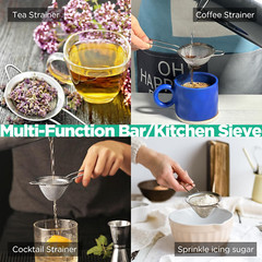3.3″ Fine Mesh Strainer for Kitchen, 304 Stainless Steel Cocktail Sieve Sifters