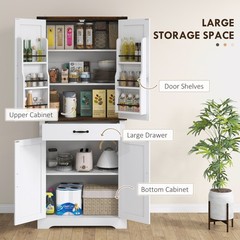HOMCOM 71″ Farmhouse Pantry Cabinet w/ Drawer White, Refurbished