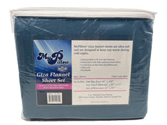 MyPillow Giza Flannel Sheet Set Queen Lake Blue Ultra Soft Cotton NEW