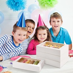 30 Pack Auto Pop-up Cookie Boxes with Window, 12″ x 8″ x 2.5″ White Bakery Bo…