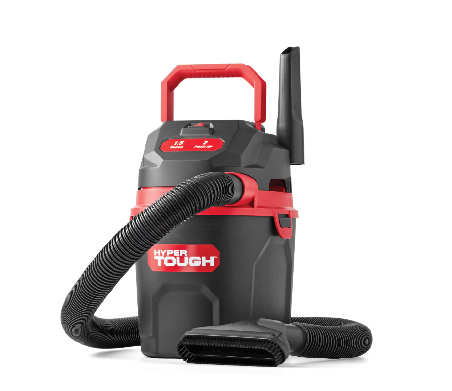 Hyper Tough 1.5 Gallon Wet Dry Vacuum 2HP Corded Handheld Shop Vac w/ Hose Black