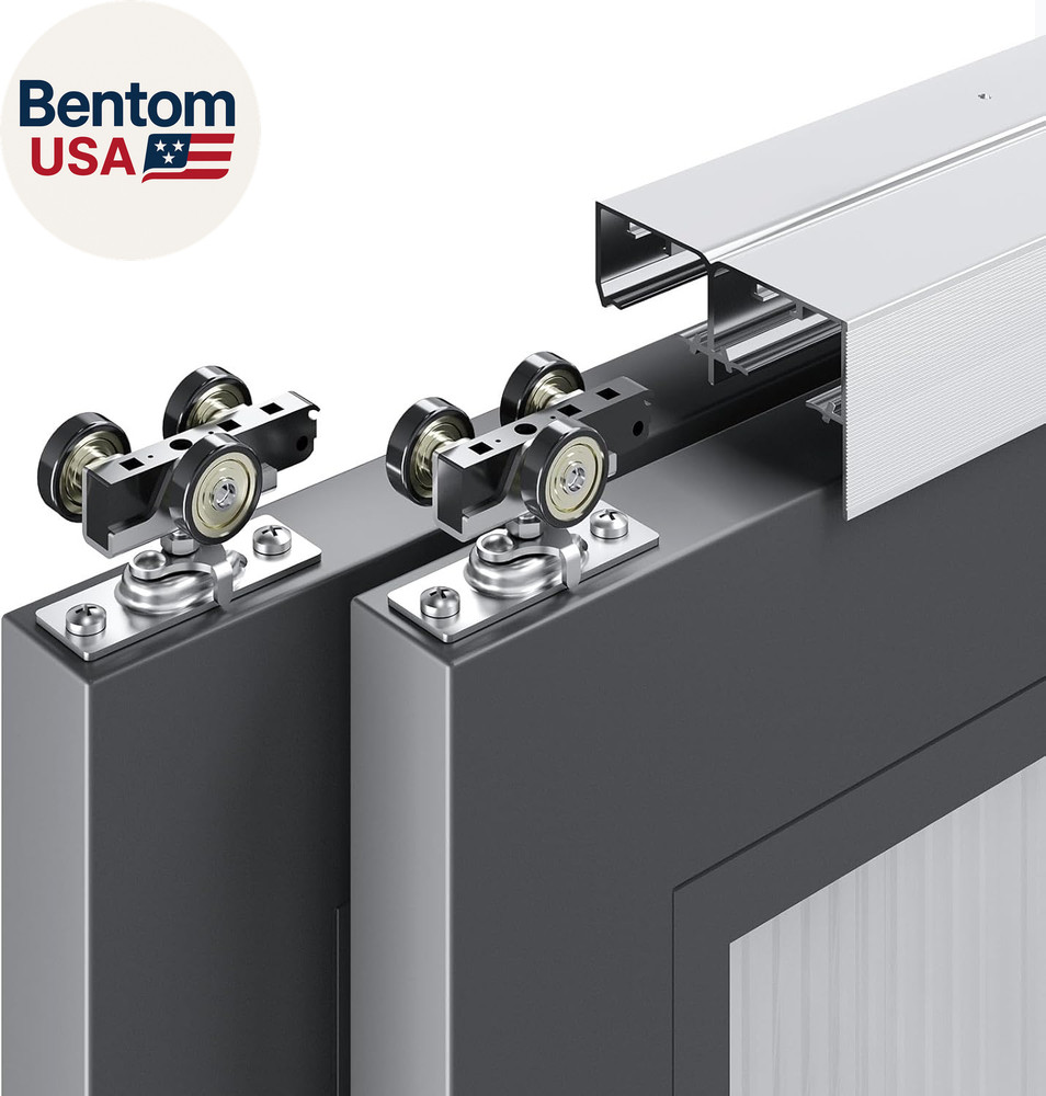 5.3Ft/64In Bypass Double Sliding Pocket Door Hardware Kit,Commercial Grade,Alumi