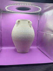 Ceramic Vase Rough Texture – Rustic Amphora Style Rustic with 4 Sashes 12.5 IN