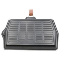 Smart Home Non-Stick Rectangular Grill Pan with Foldable Wooden Handle