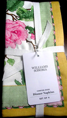 WILLIAMS SONOMA CANTON ROSE NAPKINS SET OF FOUR COTTON TWILL 20″ SQ NEW WITH TAG