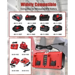 2 Ports Charger – Fast Dual Station for Milwauke M18 18V Batteries 48-11-1840