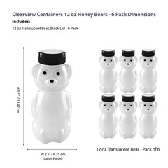 CV: 12 Ounce Cloudy Bear w/ Black Flip Top Lids – BPA Free, Hand Wash Only – 6pk
