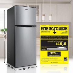 4.6. Cu Ft Two Door Mini Refrigerator with Freezer, Stainless Steel, New