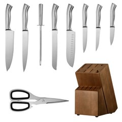 Uimoso 15-Piece Kitchen Knife Set with Block and Sharpener, High Carbon Steel