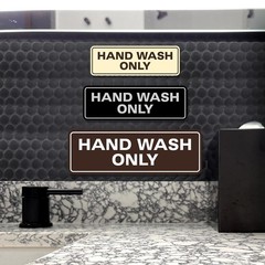10 Pack Standard Hand Wash Only Sign for Kitchen Sink – Easy Install Silver Wall
