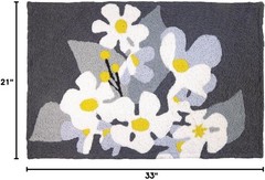 Jellybean Daisies On Pewter Accent Rug 20×30 Machine Washable Indoor & Outdoor