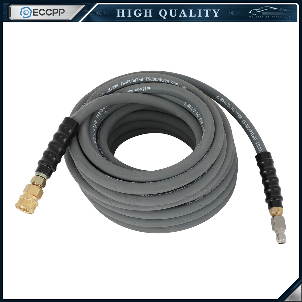 50ft x 3/8″ Pressure Washer Hose Non-Marking – 4000 PSI Gray With Couplers