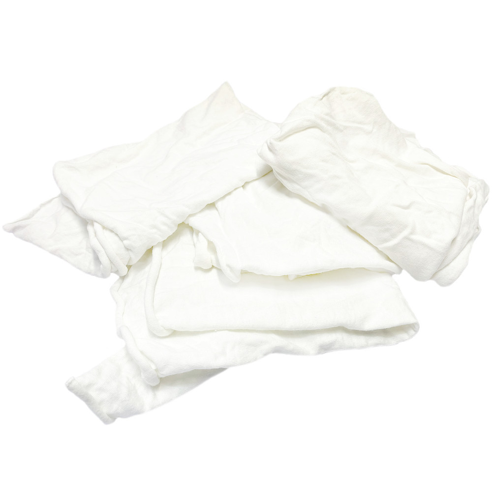 Recycled White Knit T-Shirt Cotton Rags – Multipurpose Wiping Cloths