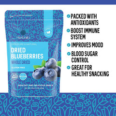 Herbaila Whole Dried Blueberries, No Sugar Added, Bulk, Dehydrated, Dried Unswee
