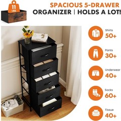 5 Drawer Dresser with Fabric Bins Sturdy Steel Frame Storage Organizer Chest