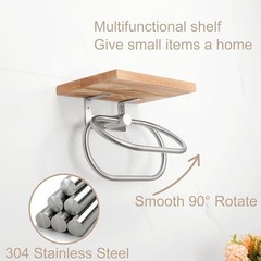 Hand Towel Holder for Bathroom Wall Mount 7.88 Inch with Shelf Brushed Nickel