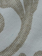 Linen Source 90” Round Tablecloth Beige & Tan w/Silver Threading Floral Jacquard