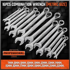 HORUSDY 32PCS Combination Wrench Set Inch MM 1/4″-1″ 7mm-22mm 12 Point With Case