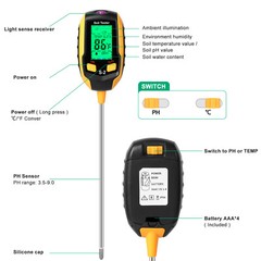 5in1 LCD Digital PH Soil Tester Plant Lawn Water Moisture Temperature Test Meter