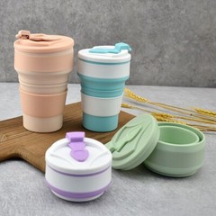 Silicone Folding Cup Collapsible Mug Portable with Cover Coffee Travel Outdoors