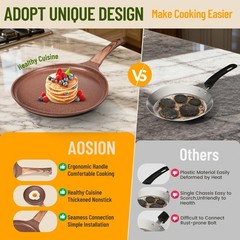 Crepe Pan Nonstick 11 Inch,Dosa Tawa Creamic,For All Stoves,Brown,For Pancake