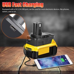 1/2Pcs USB Adapter Converter for Dewalt 18V/20V Battery to for Ryobi 18V Tool