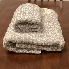 Performance Plus Bath Towel Hand Towel NEW Gray Geo Threshold™ 100% Cotton Set 2