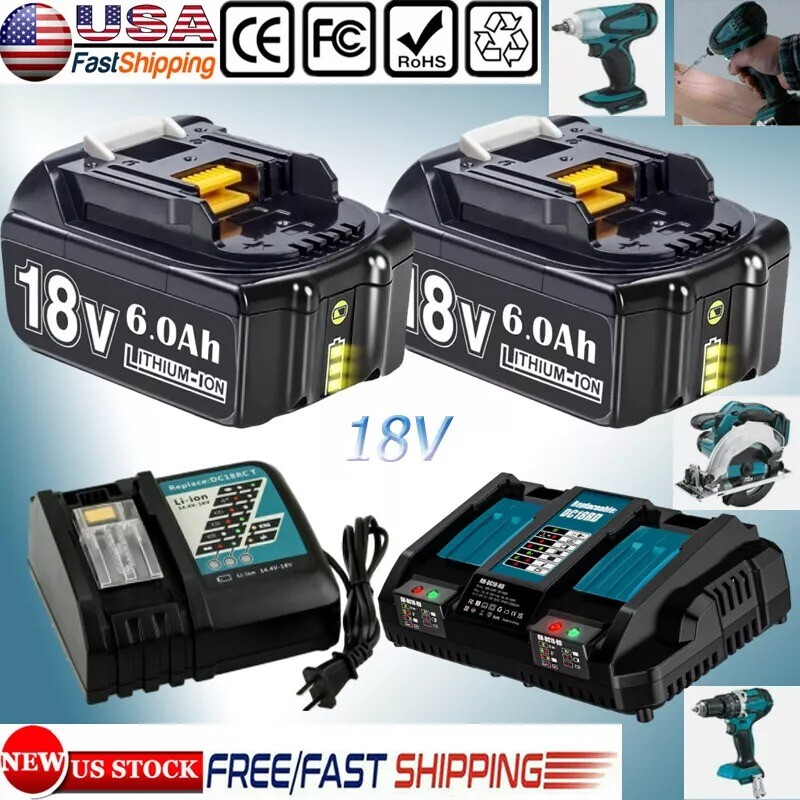For Makita 18V 6.0Ah LXT Lithium ion Battery & Charger BL1860 BL1830 BL1850 US